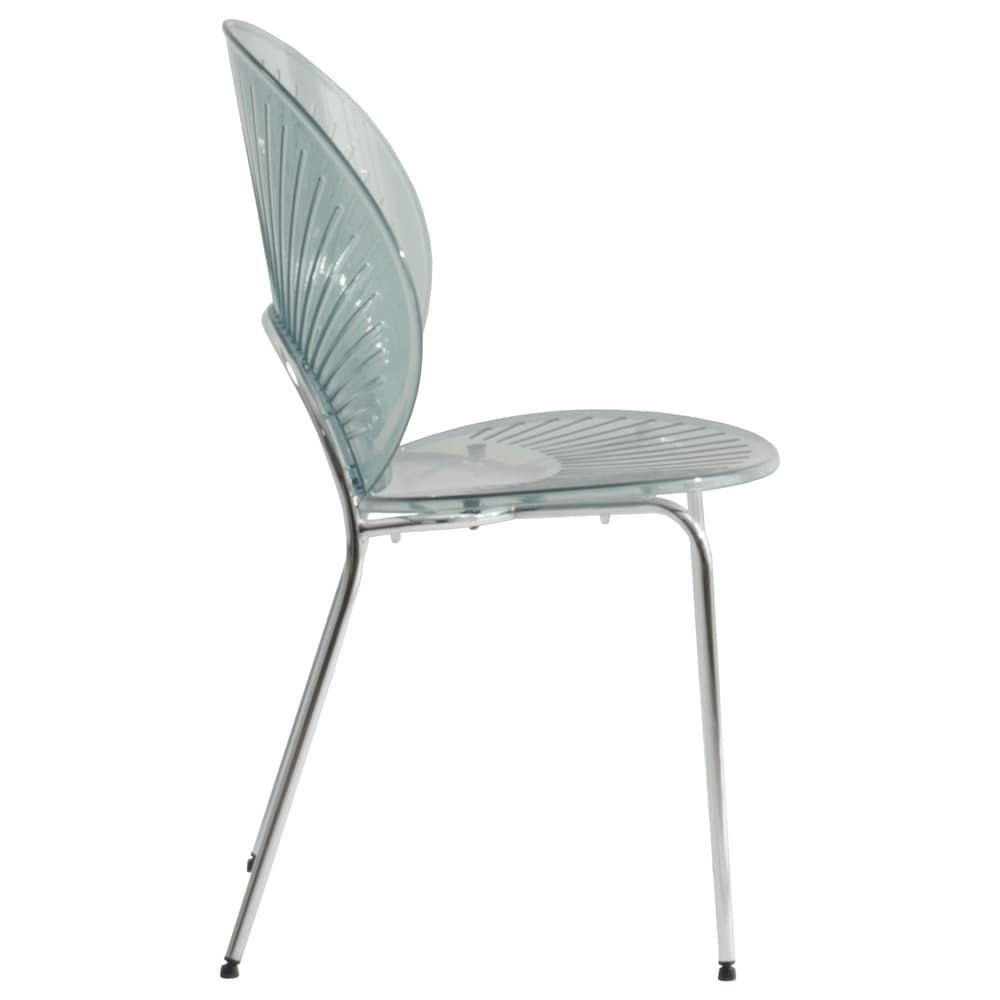 Opulent Modern Plastic Dining Chair in Chrome Metal Legs
