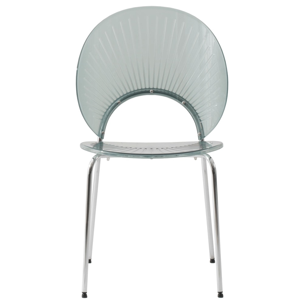 Opulent Modern Plastic Dining Chair in Chrome Metal Legs