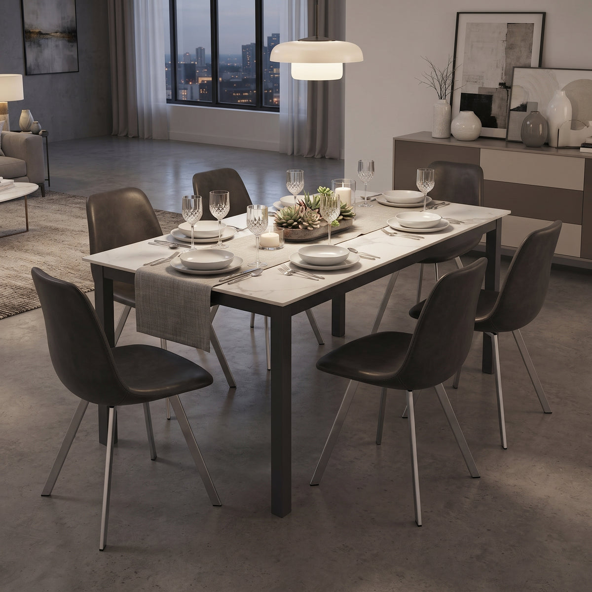 Markley Leather Dining Chair With Steel Legs