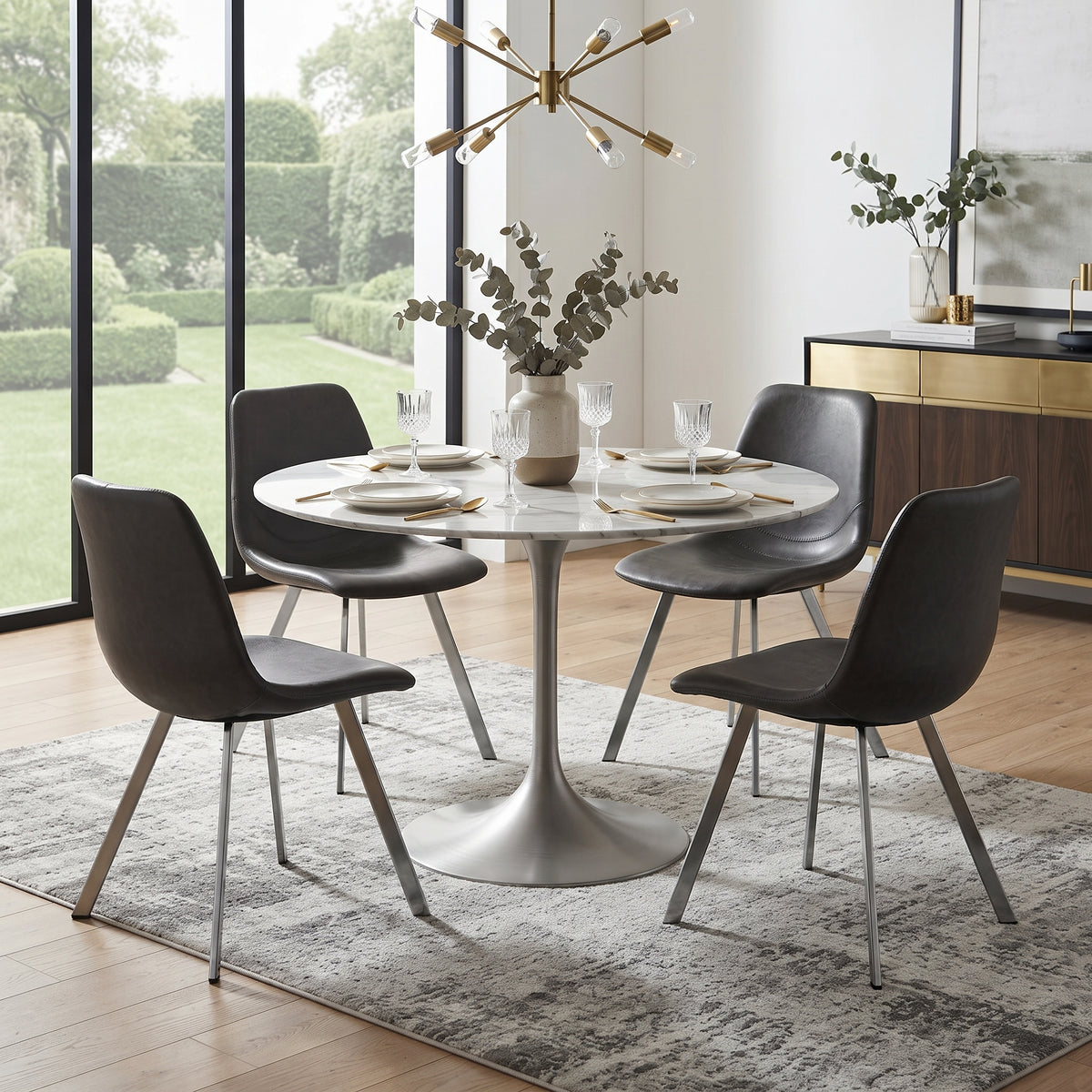 Markley Leather Dining Chair With Steel Legs