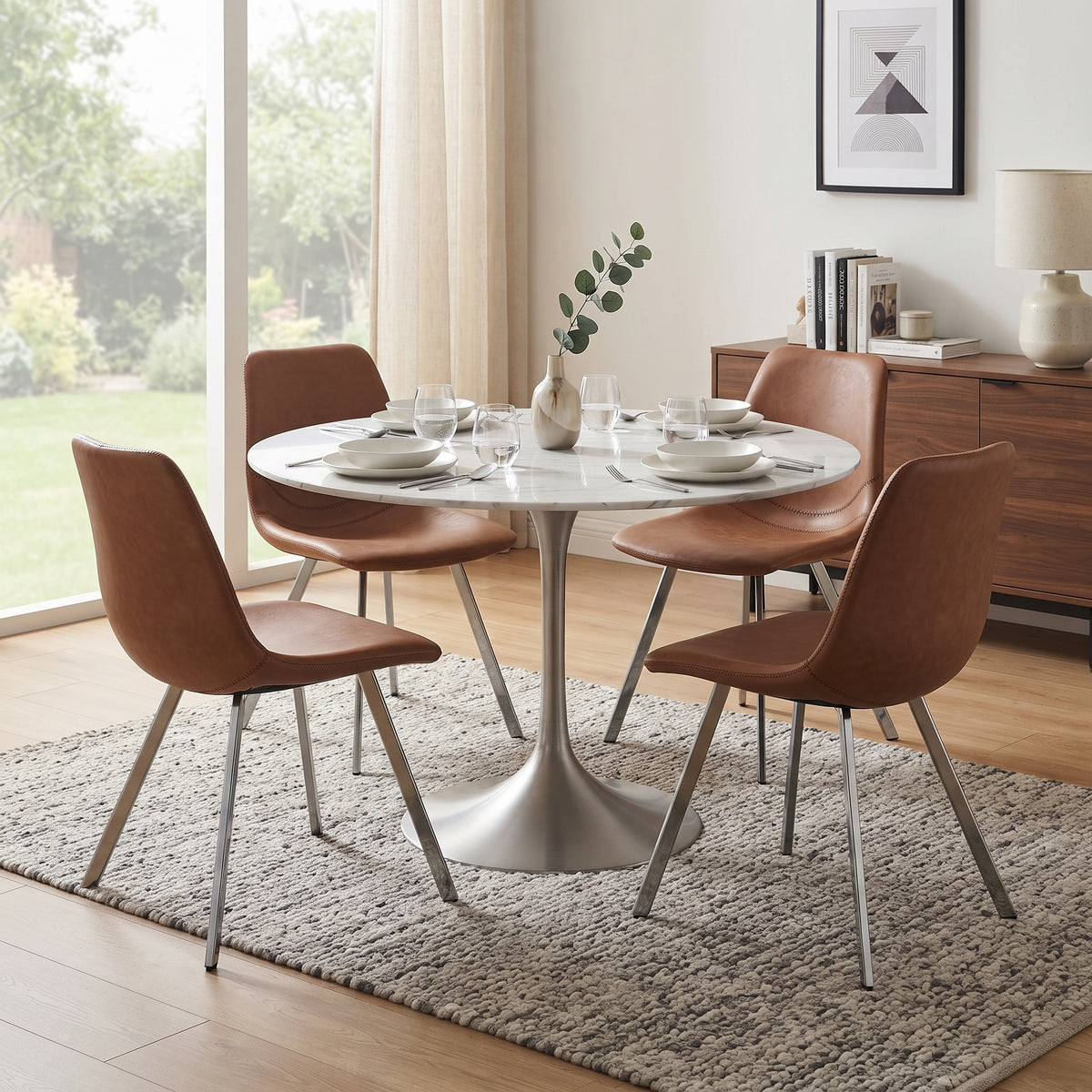 Markley Leather Dining Chair With Steel Legs