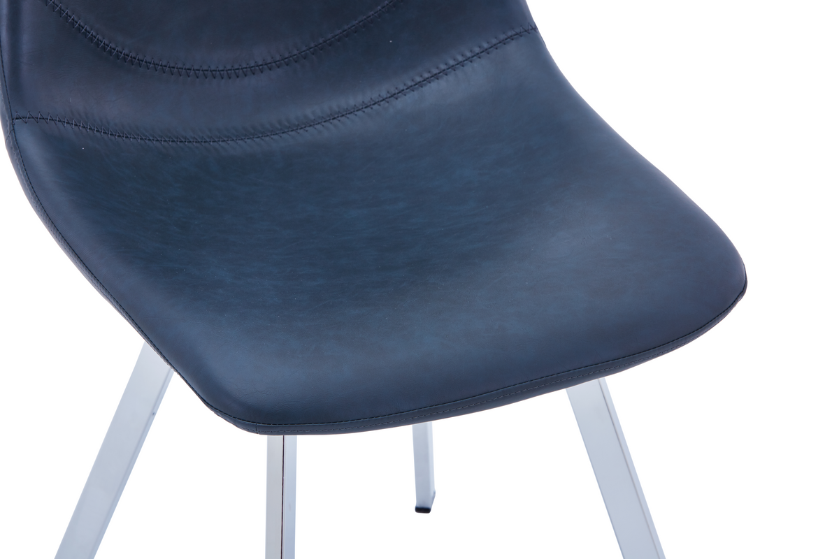 Markley Leather Dining Chair With Steel Legs