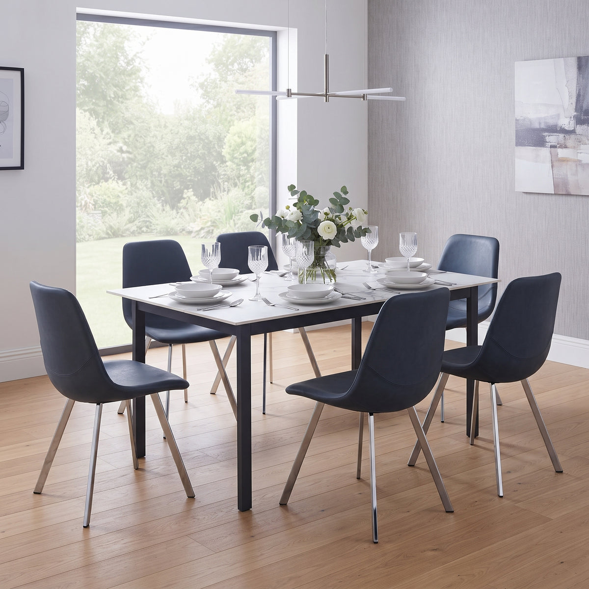 Markley Leather Dining Chair With Steel Legs