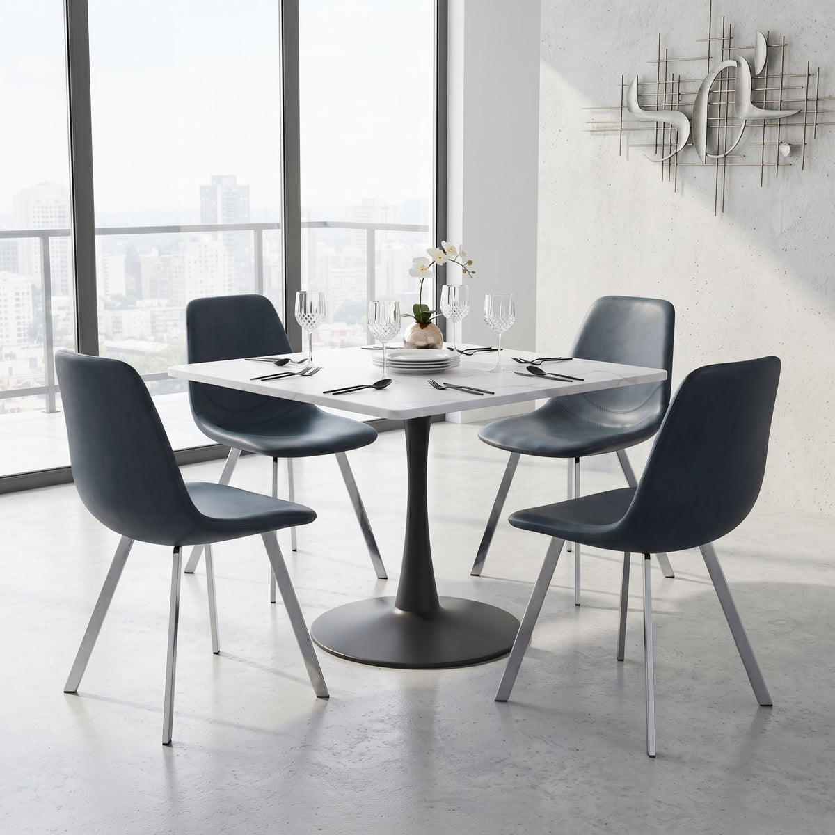 Markley Leather Dining Chair With Steel Legs