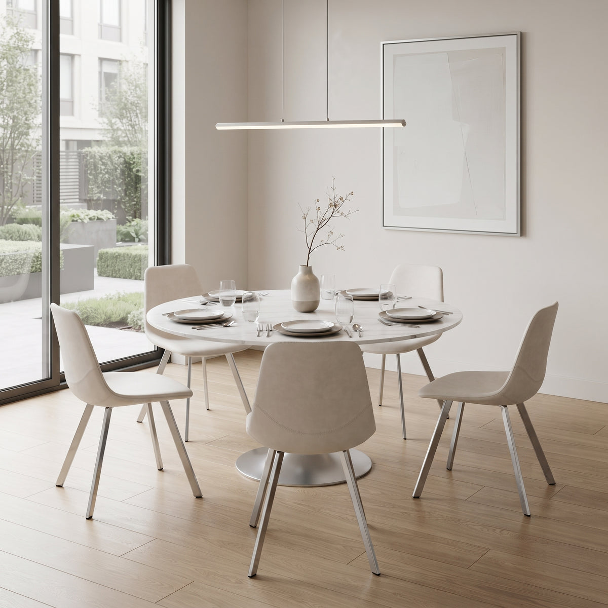 Markley Leather Dining Chair With Steel Legs