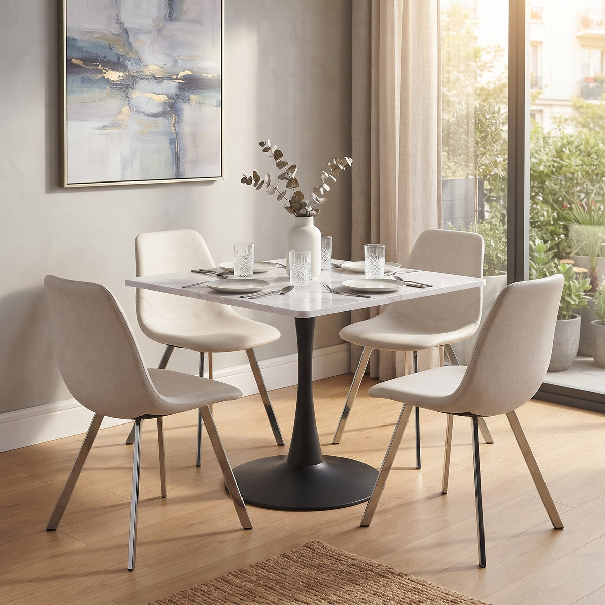 Markley Leather Dining Chair With Steel Legs
