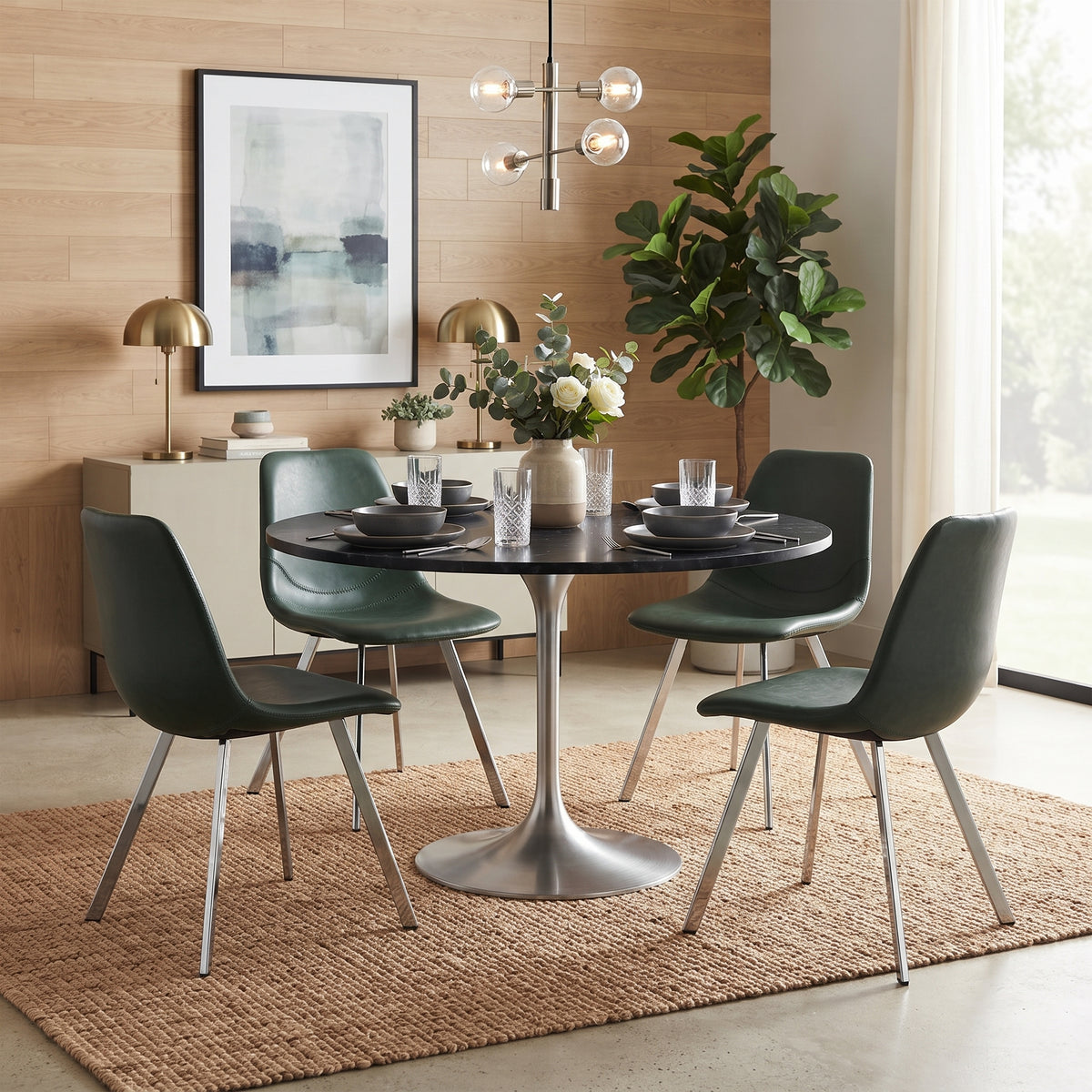 Markley Leather Dining Chair With Steel Legs