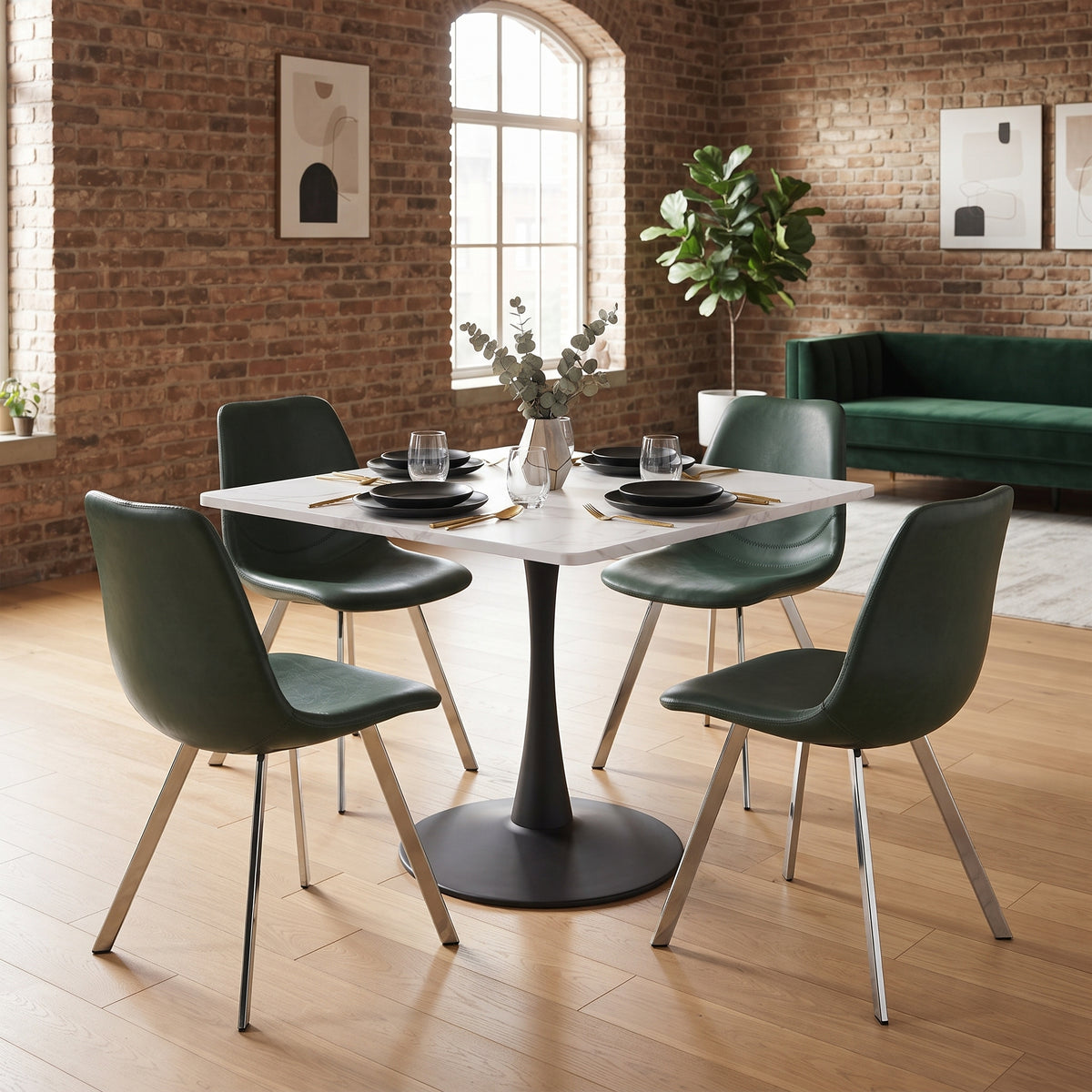 Markley Leather Dining Chair With Steel Legs