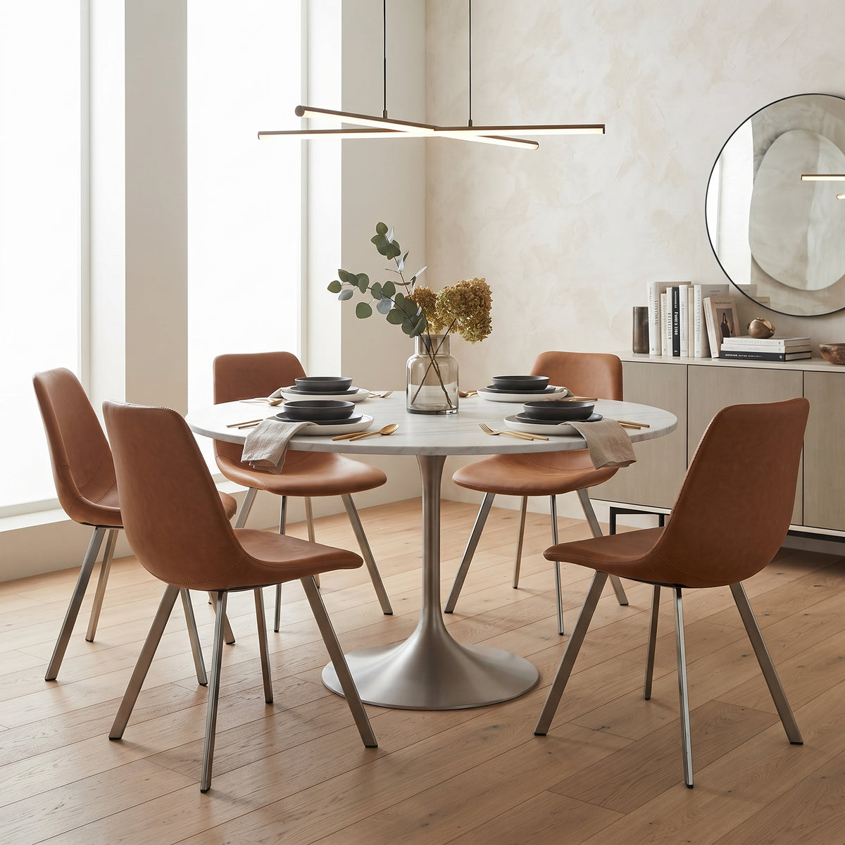 Markley Leather Dining Chair With Steel Legs