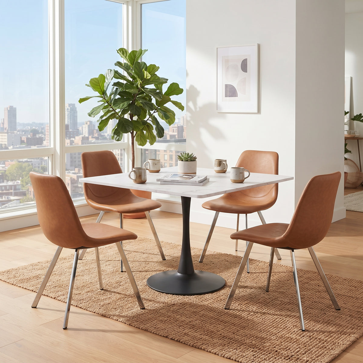 Markley Leather Dining Chair With Steel Legs