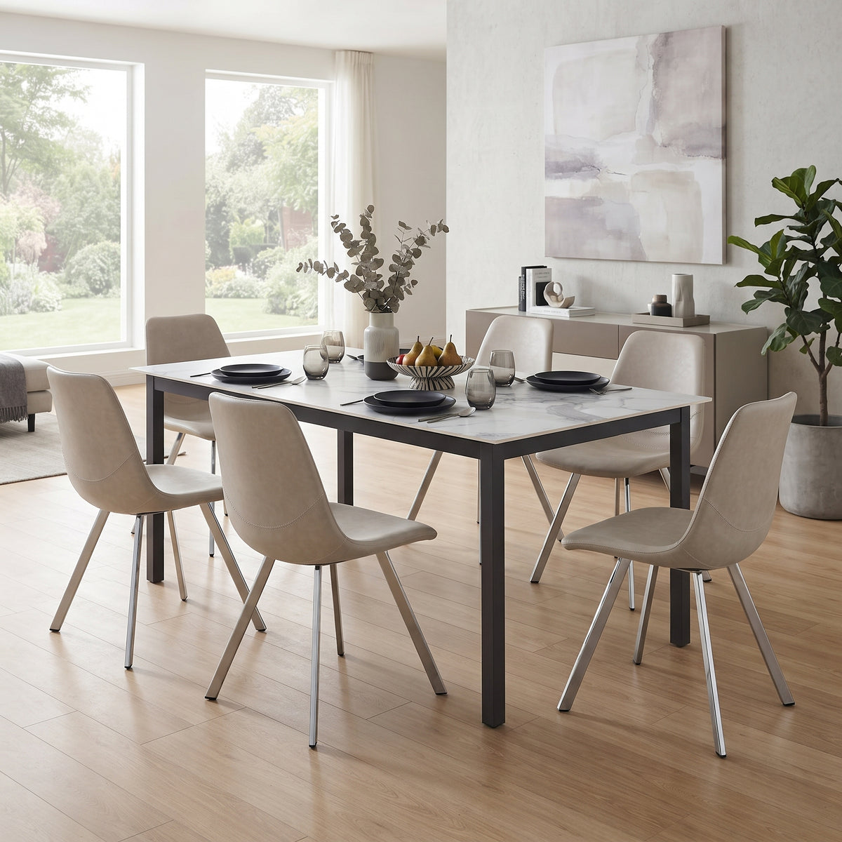 Markley Leather Dining Chair With Steel Legs