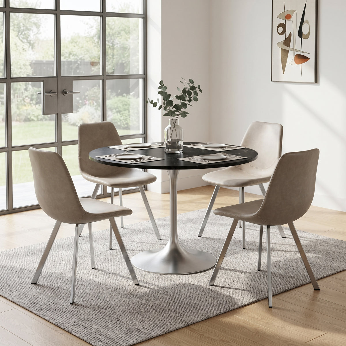 Markley Leather Dining Chair With Steel Legs