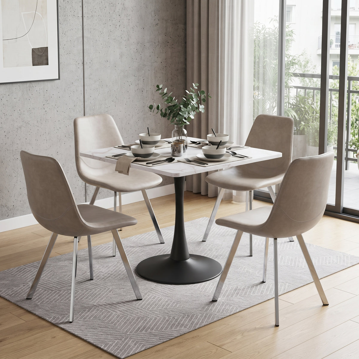 Markley Leather Dining Chair With Steel Legs