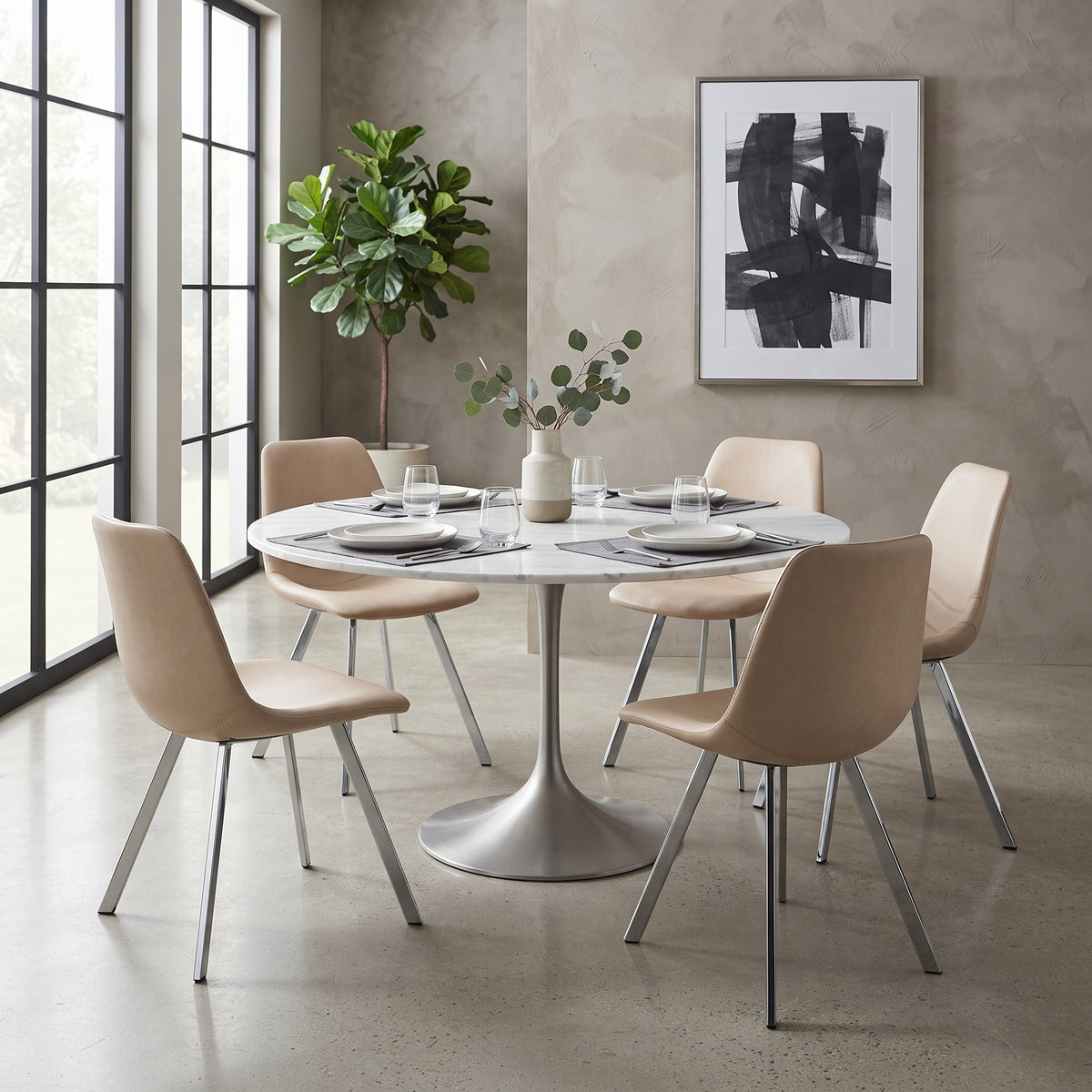Markley Leather Dining Chair With Steel Legs