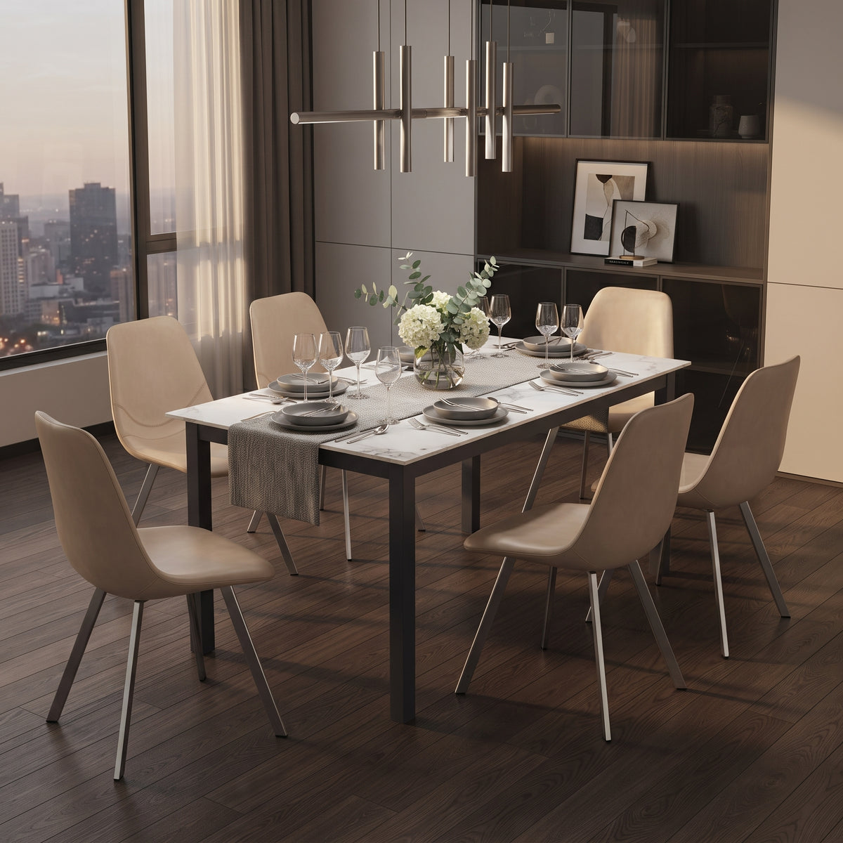 Markley Leather Dining Chair With Steel Legs
