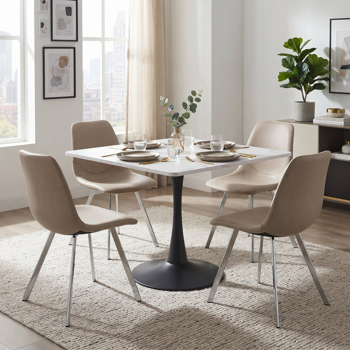 Markley Leather Dining Chair With Steel Legs