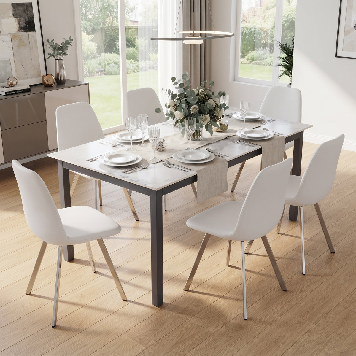 Markley Leather Dining Chair With Steel Legs