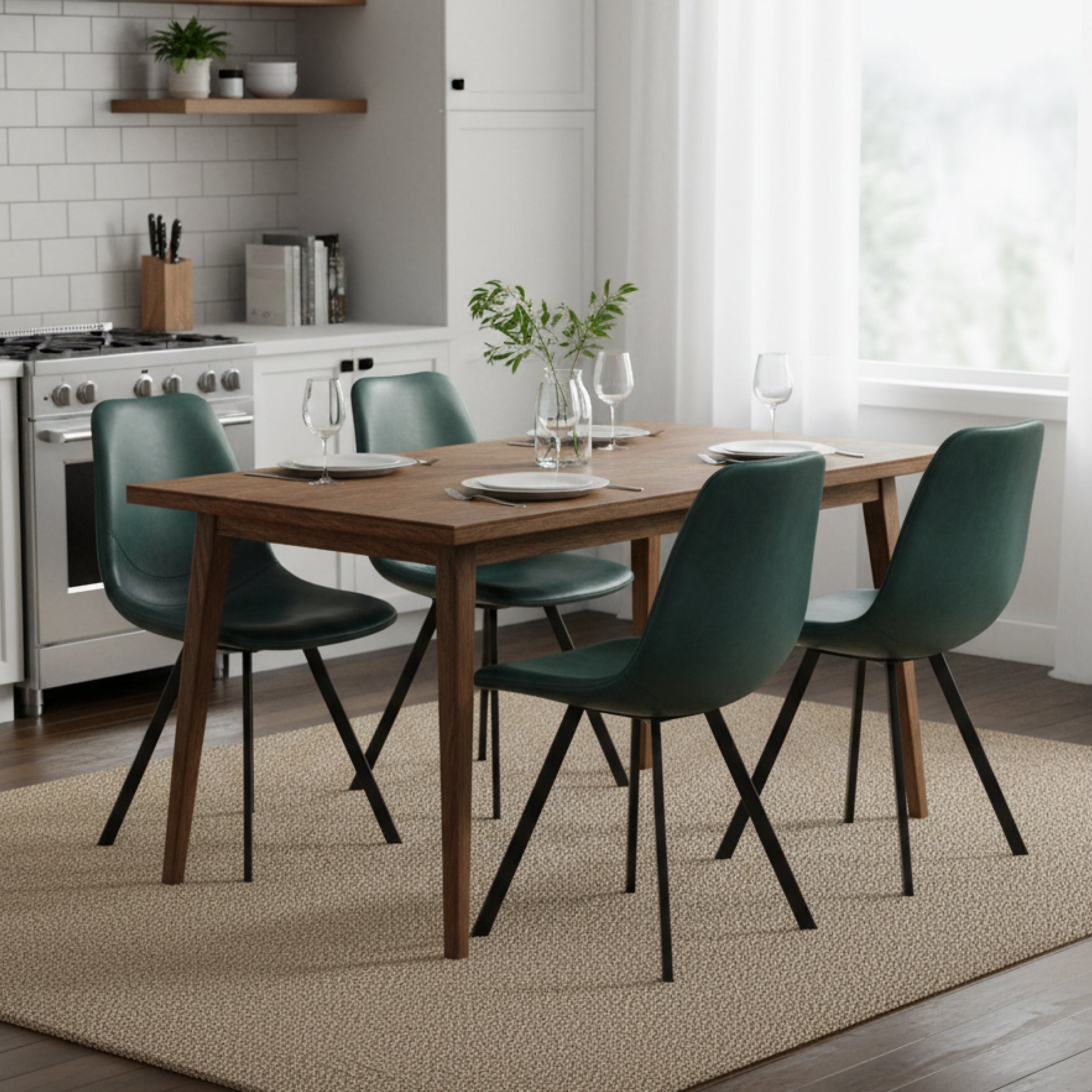 Markley Leather Dining Chair With Black/Gold Metal Legs