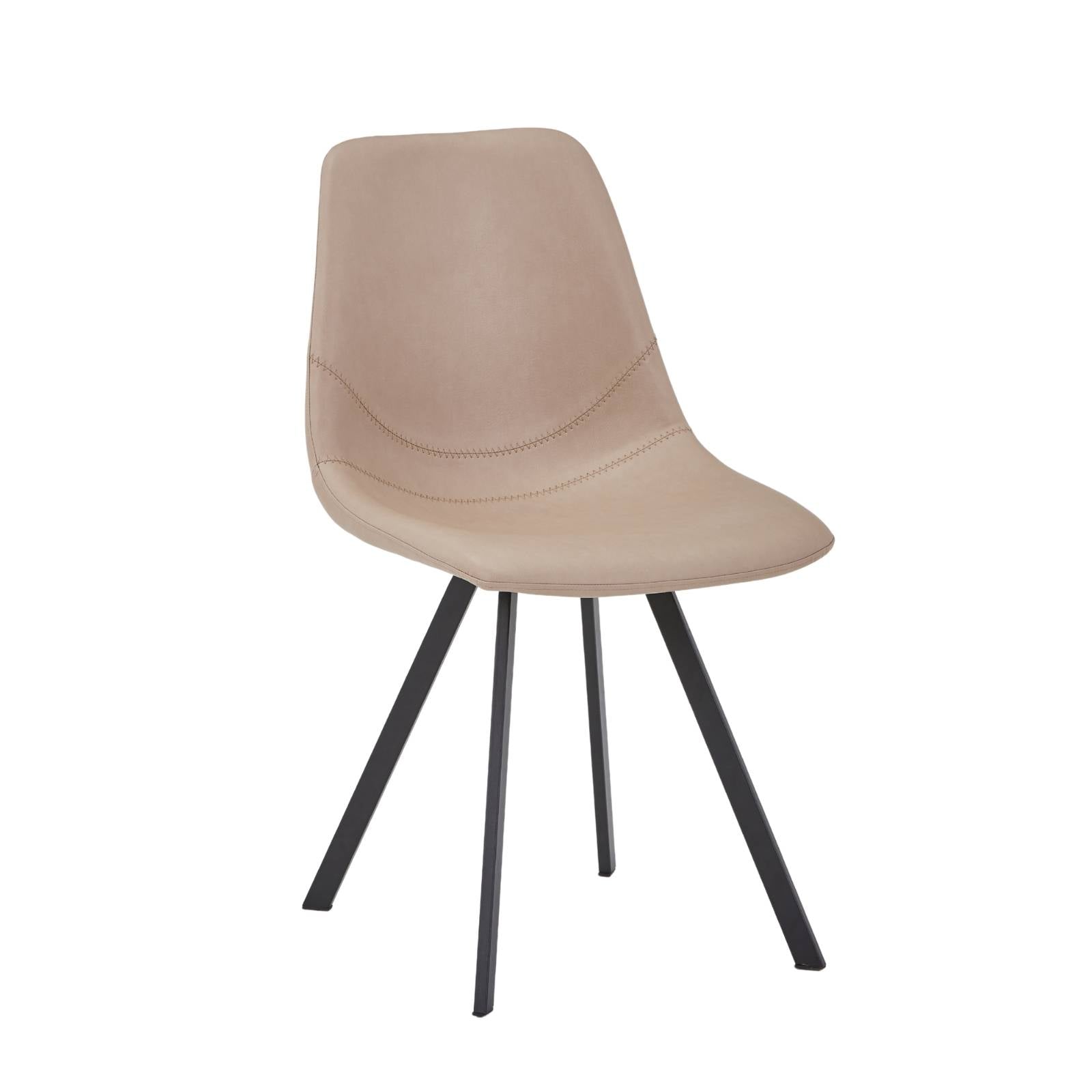 Markley Leather Dining Chair With Black/Gold Metal Legs