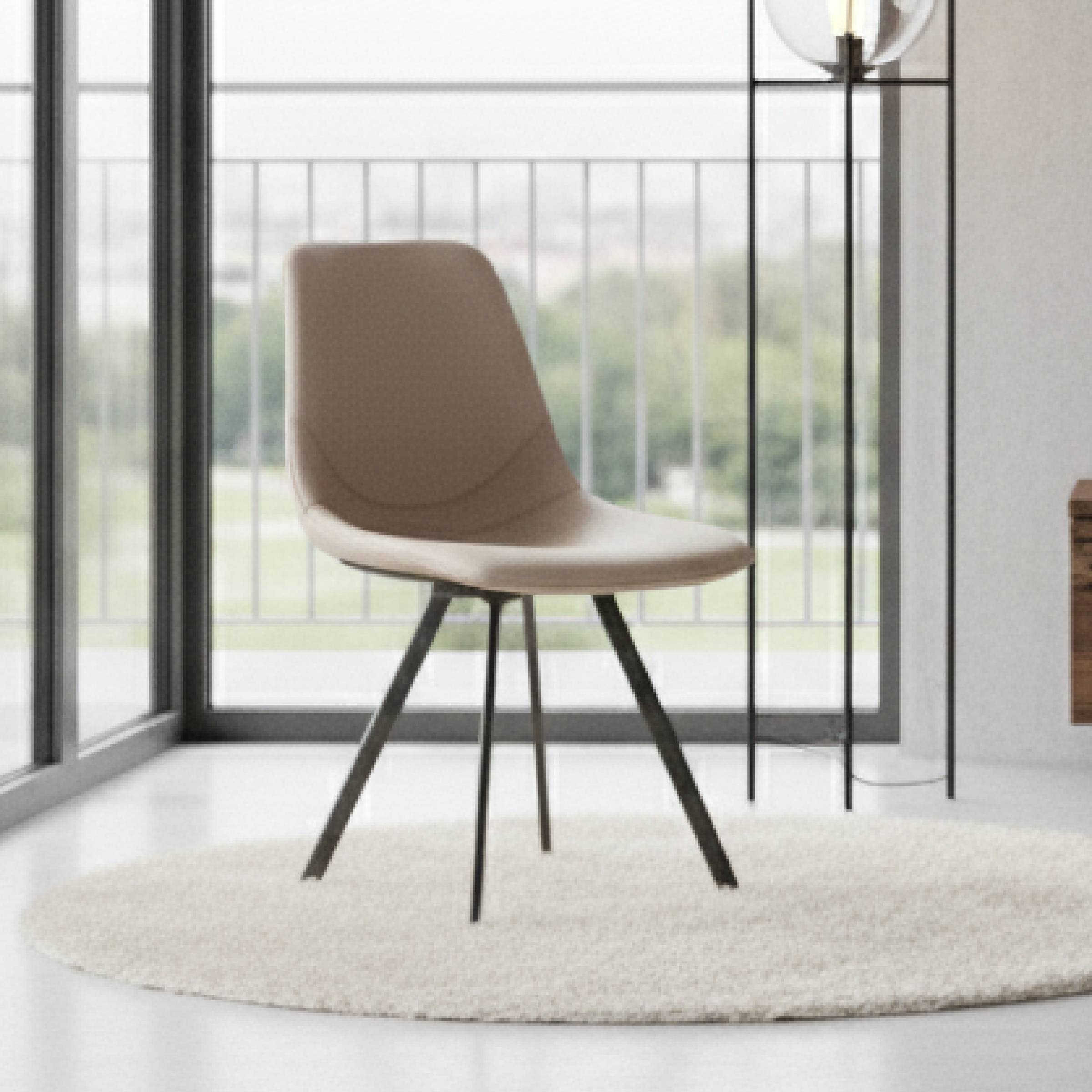 Markley Leather Dining Chair With Black/Gold Metal Legs