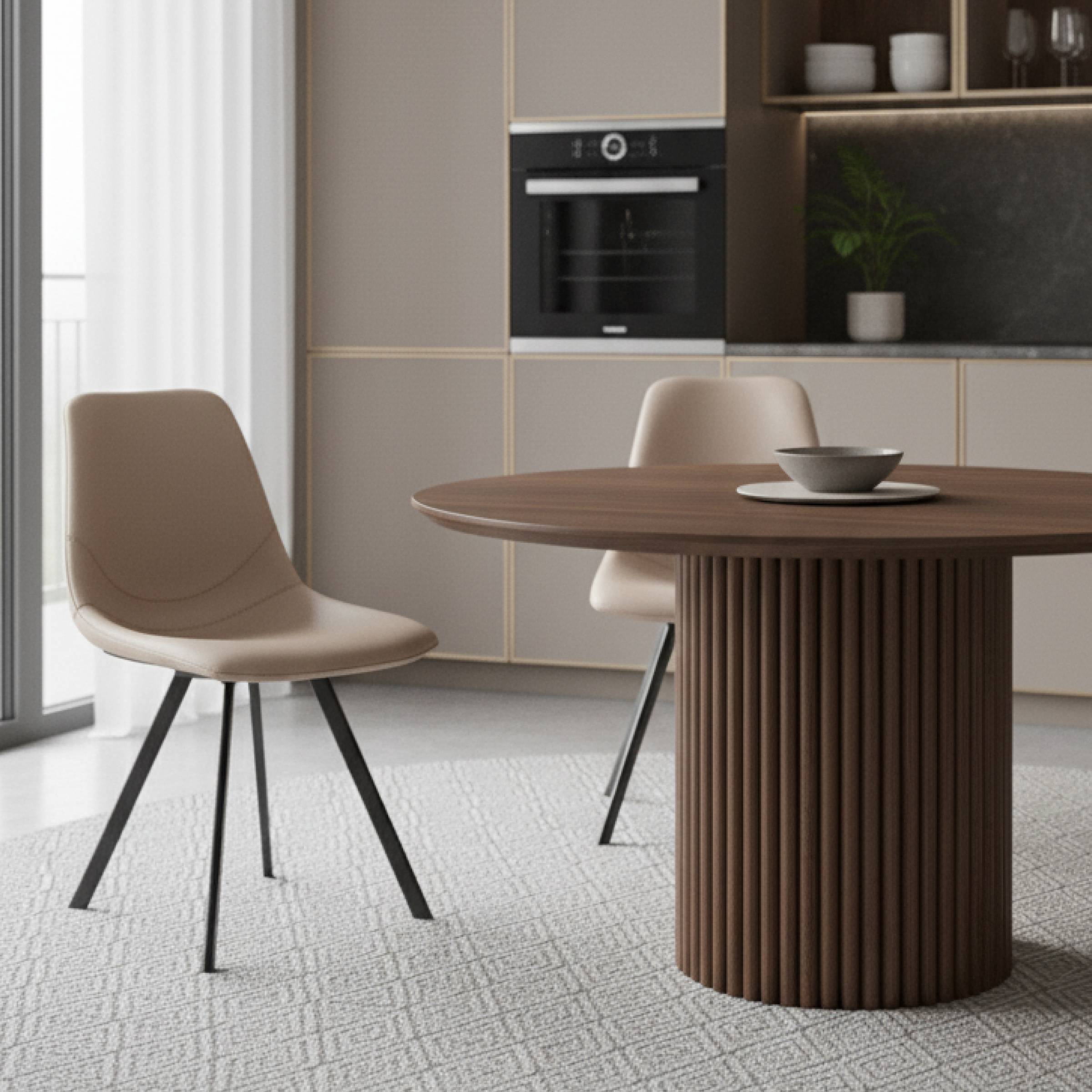 Markley Leather Dining Chair With Black/Gold Metal Legs