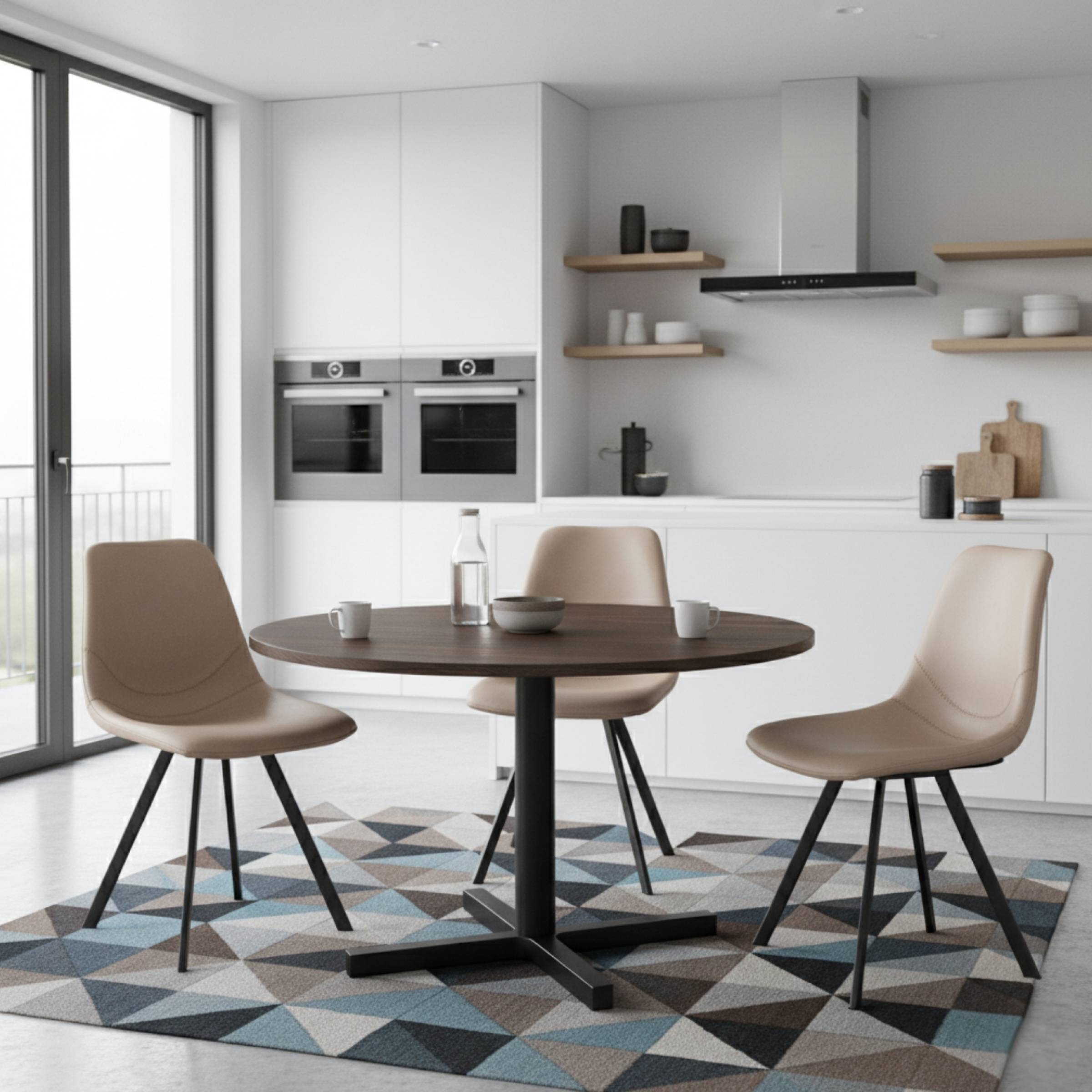 Markley Leather Dining Chair With Black/Gold Metal Legs