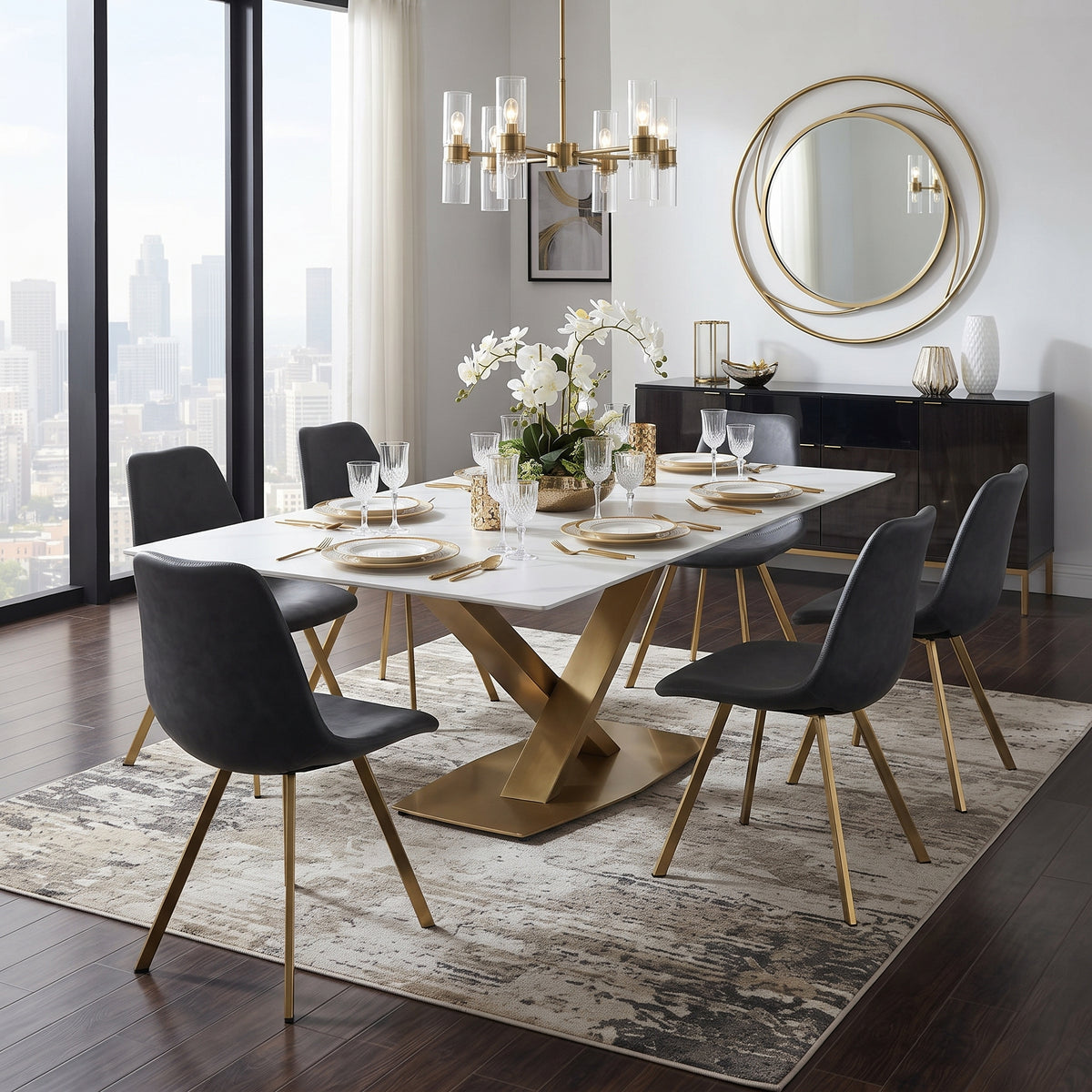 Markley Leather Dining Chair With Steel Legs