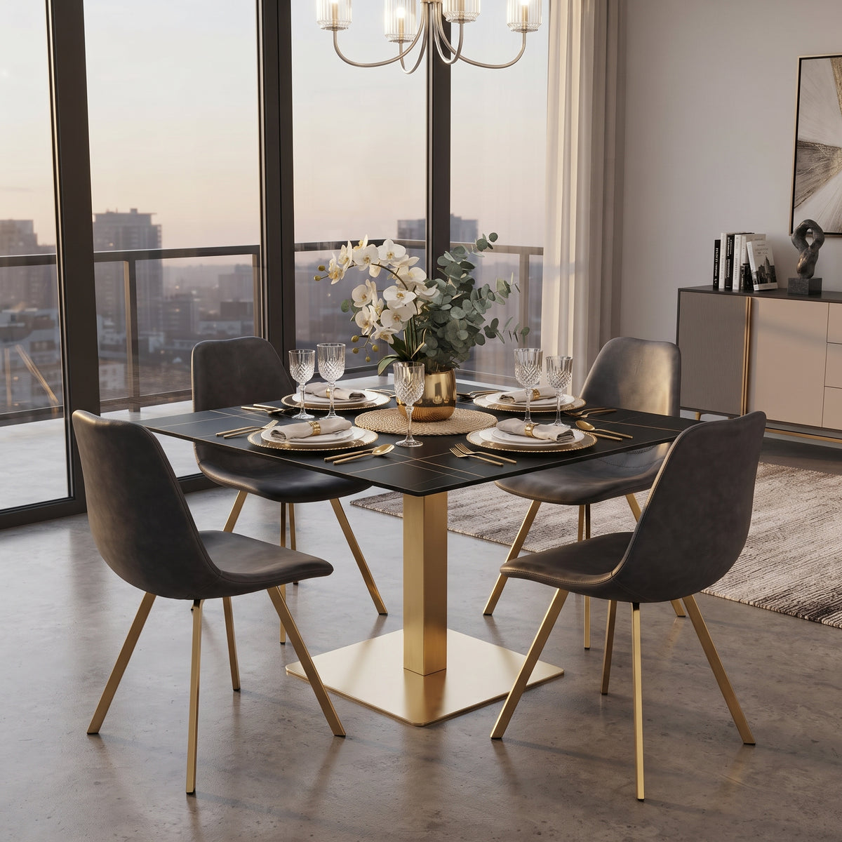 Markley Leather Dining Chair With Steel Legs