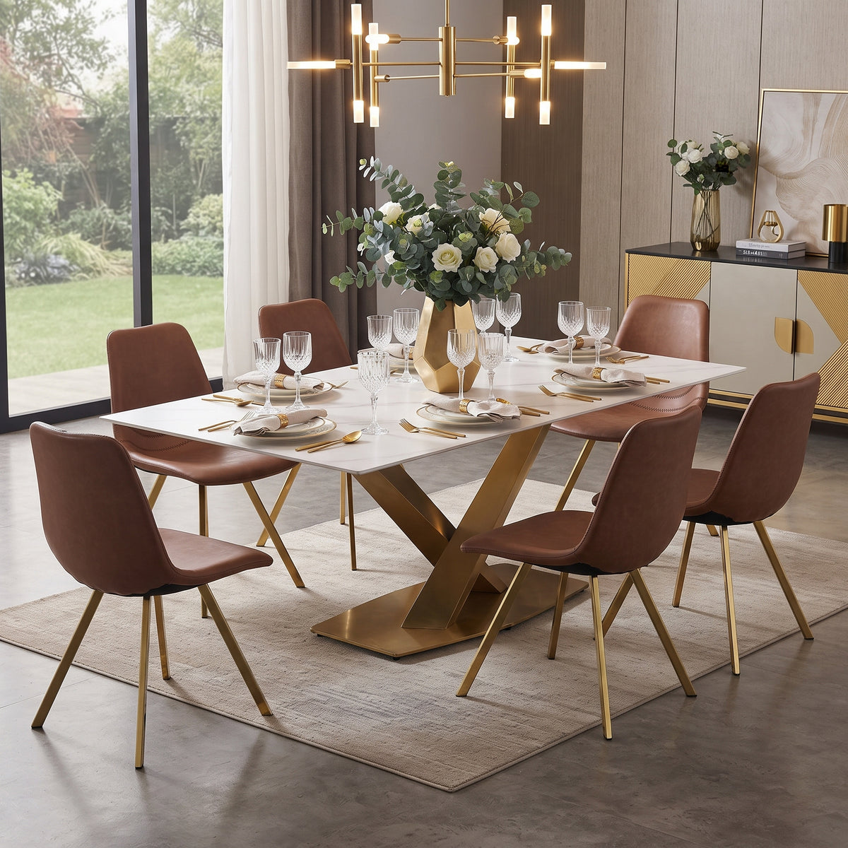 Markley Leather Dining Chair With Steel Legs