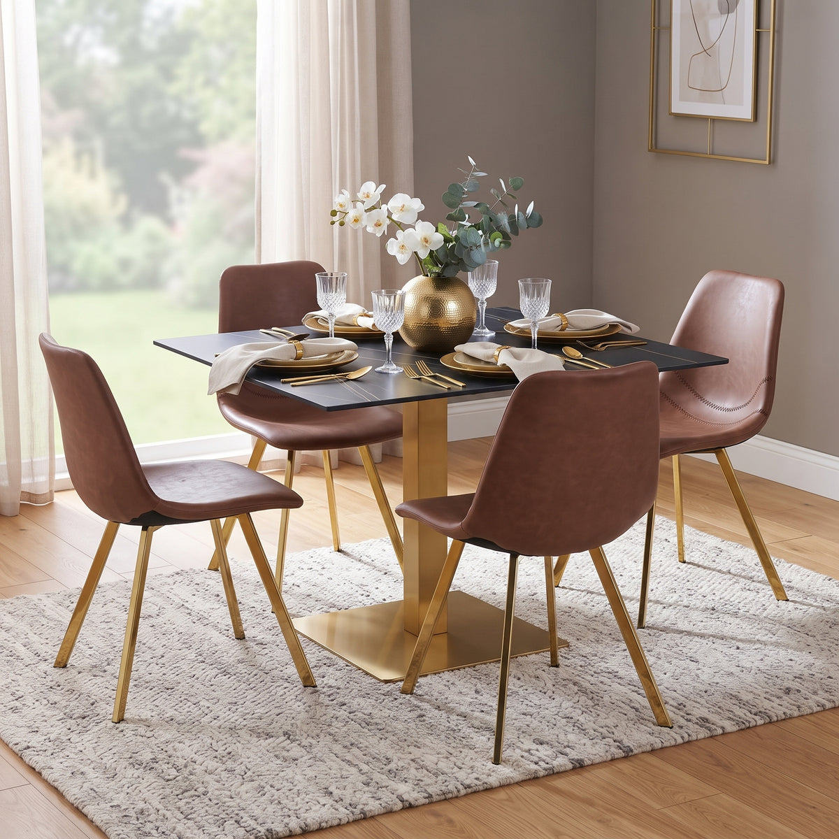 Markley Leather Dining Chair With Steel Legs