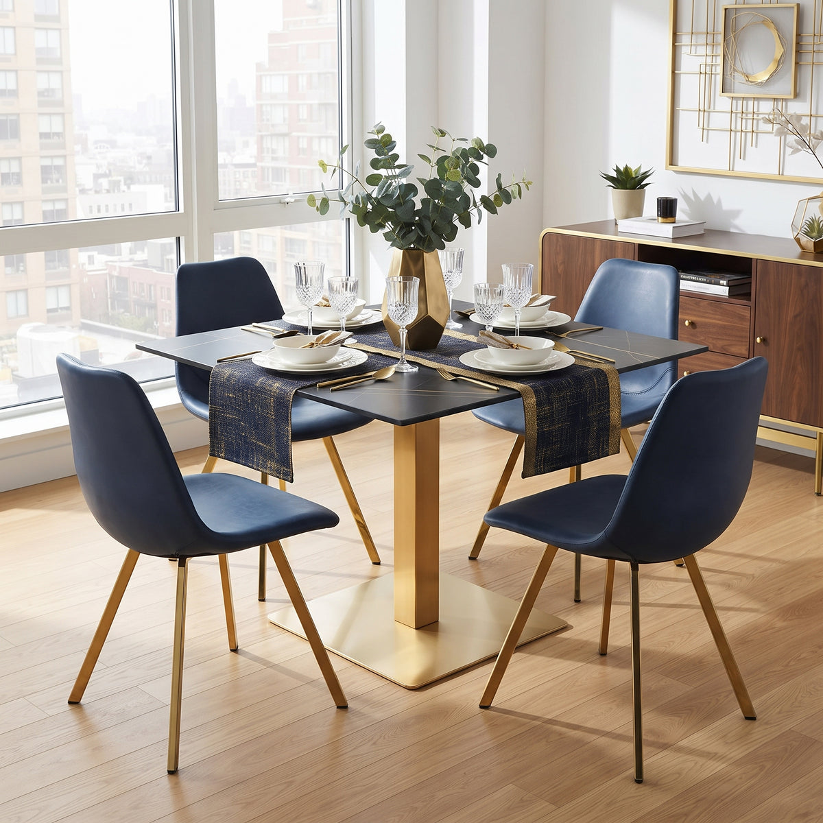 Markley Leather Dining Chair With Steel Legs