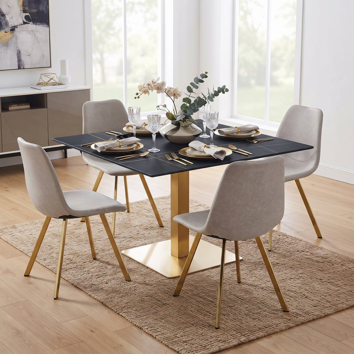 Markley Leather Dining Chair With Steel Legs