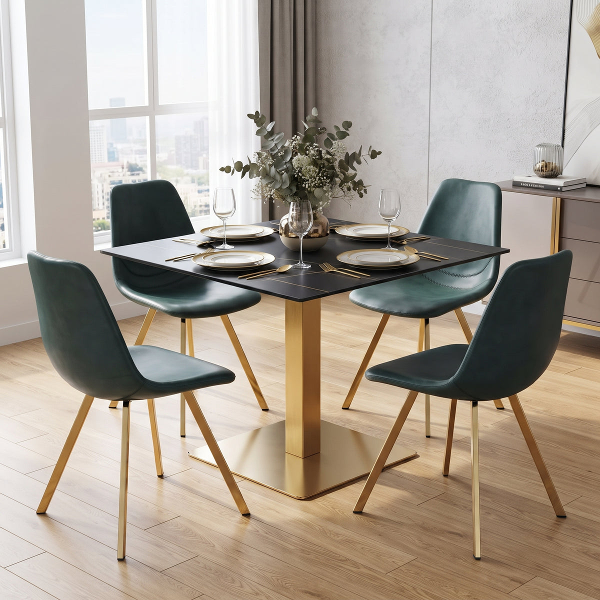 Markley Leather Dining Chair With Steel Legs