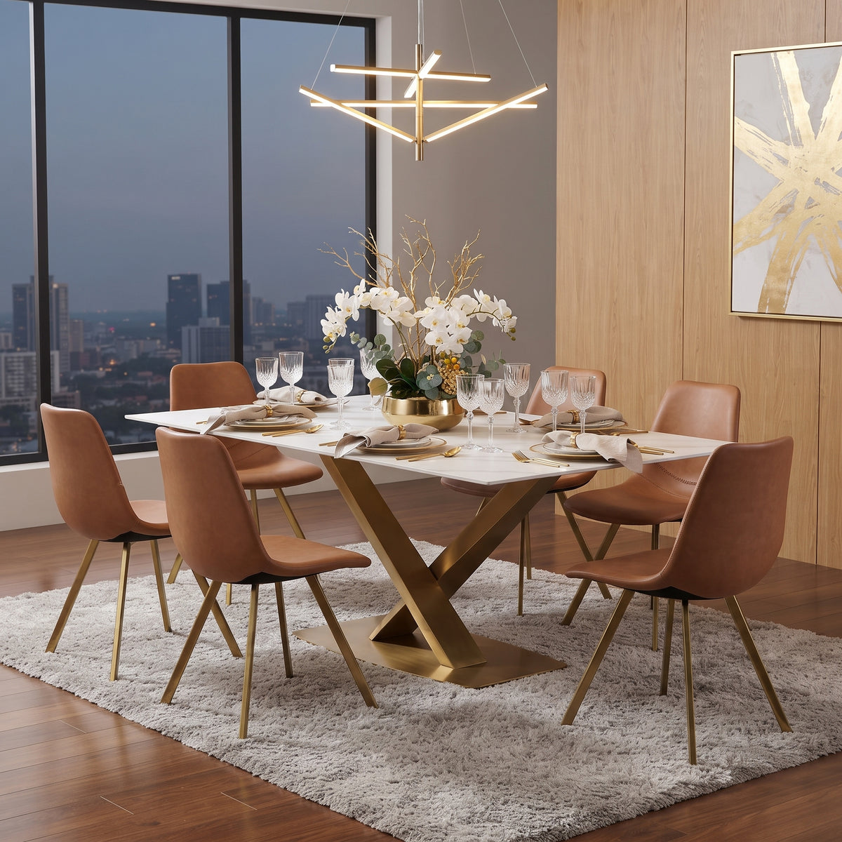Markley Leather Dining Chair With Steel Legs