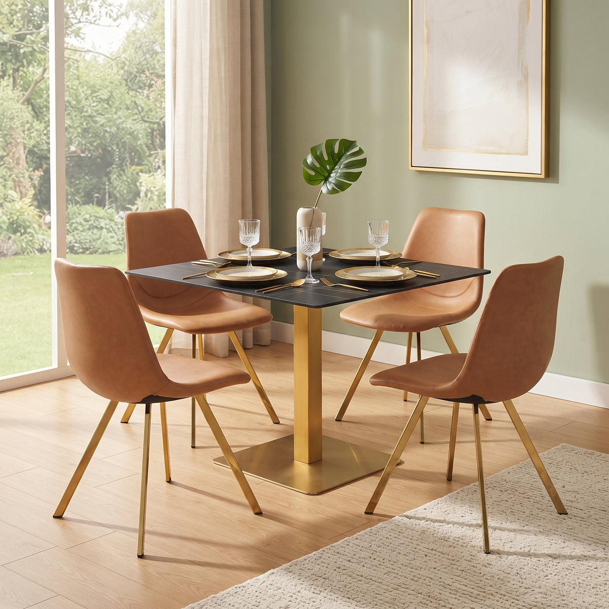 Markley Leather Dining Chair With Steel Legs