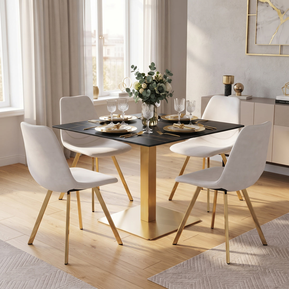 Markley Leather Dining Chair With Steel Legs