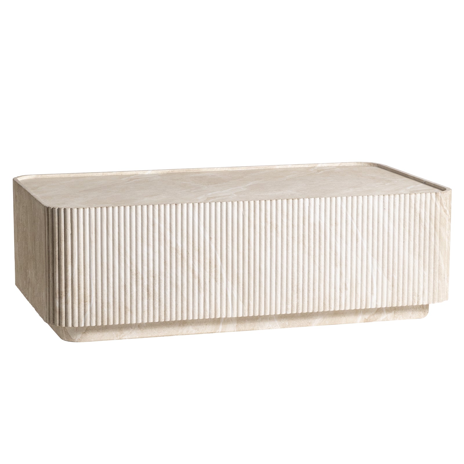 Malta Coffee Table in Fiberstone Fluted Pedestal Design for Indoor and Outdoor