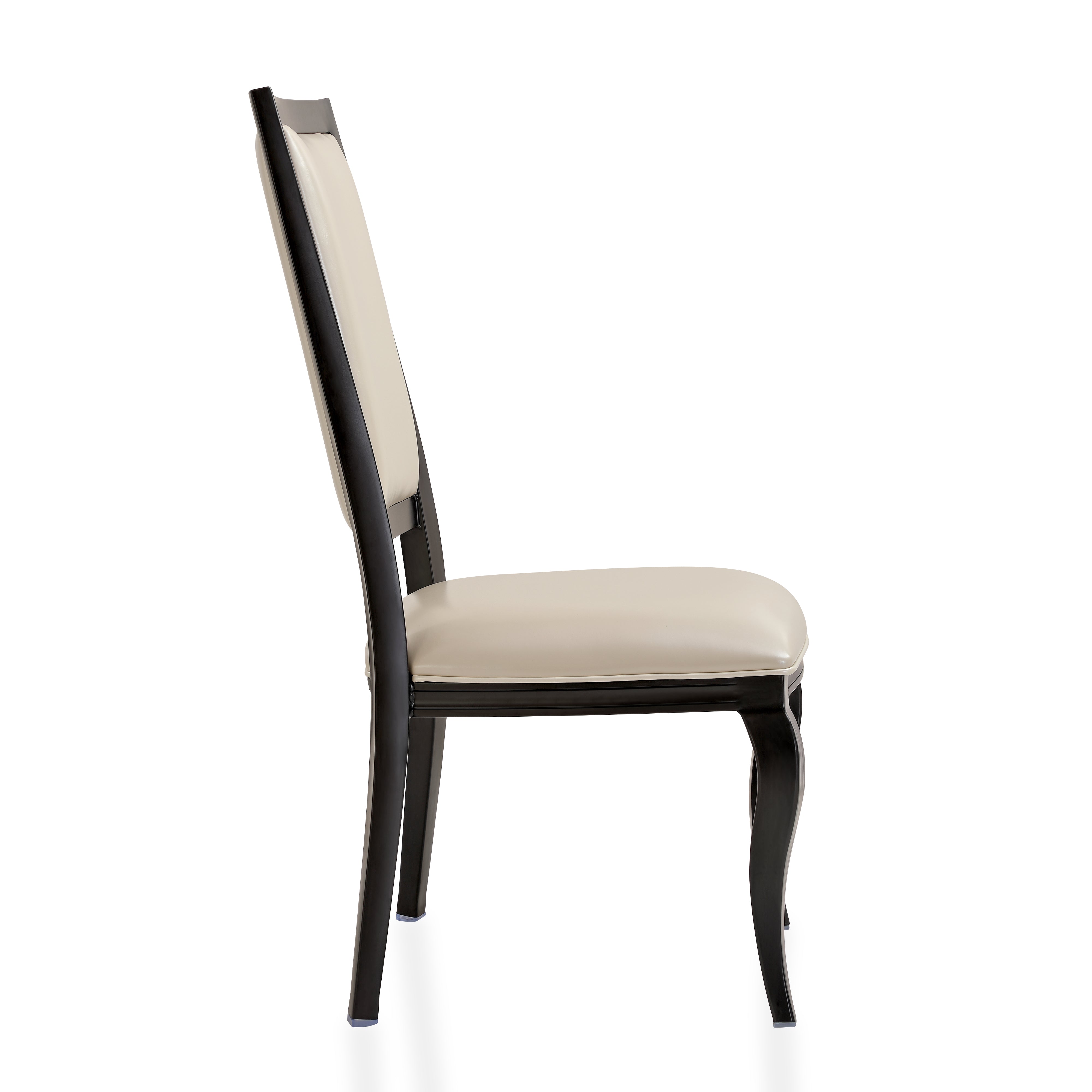Madera Dining Chair with Leather Seat and Aluminum Crown Design Legs in Walnut Finish