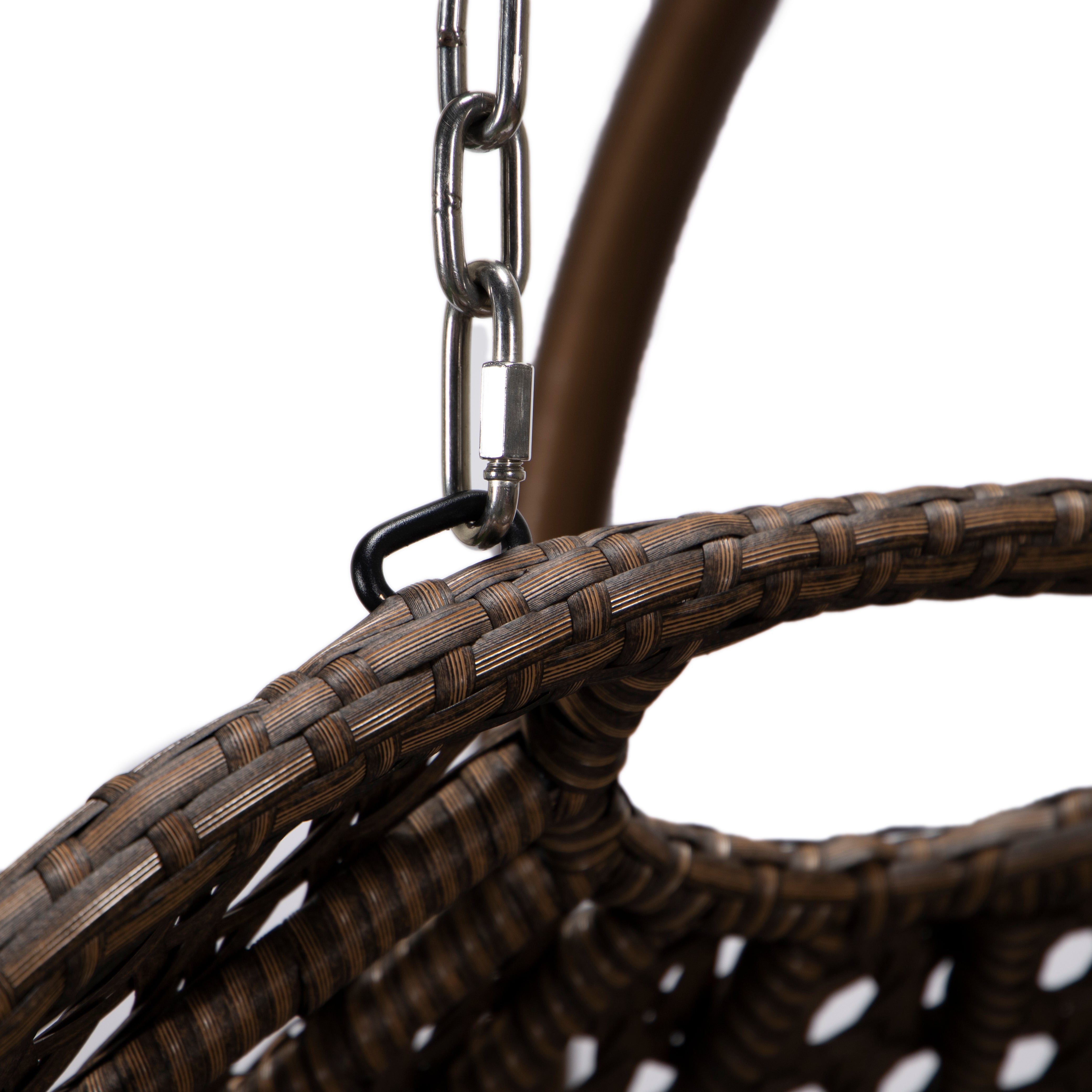 Mendoza 2-Person Wicker Hanging Egg Swing Chair with Removable Cushions and Iron Base