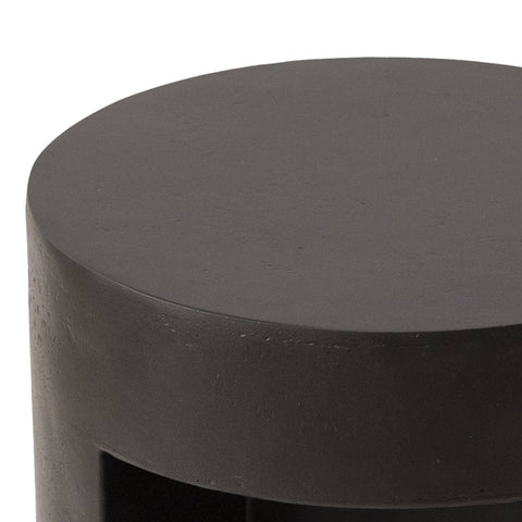 Nook 14" Wide Round Fiberstone Side Table With Open Storage Compartment