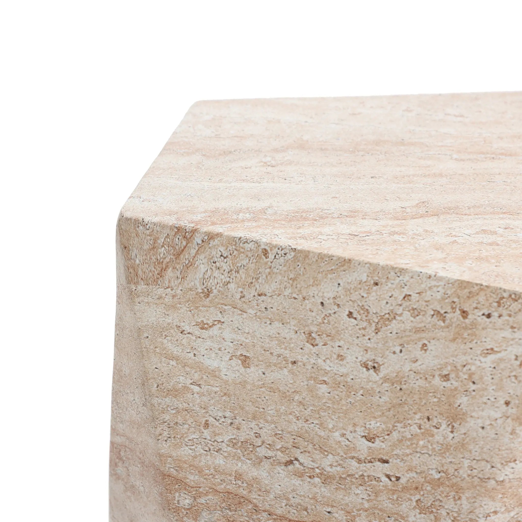 Nexovo Modern Round Fiberstone Side Table – Indoor Outdoor Accent Table