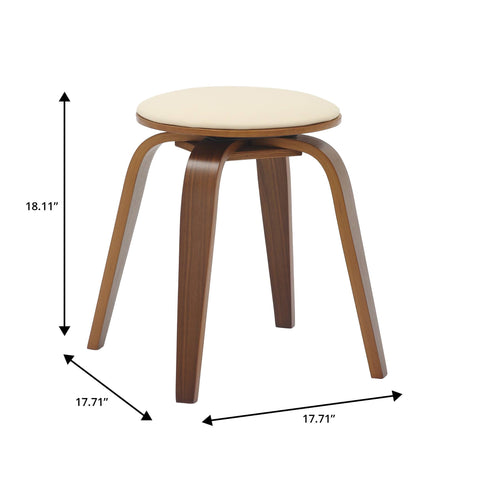 Pelya Mordern Wooden Dining Stool With Walnut Color Frame