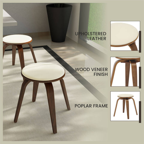 Pelya Mordern Wooden Dining Stool With Walnut Color Frame