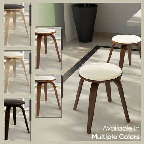 Pelya Mordern Wooden Dining Stool With Walnut Color Frame