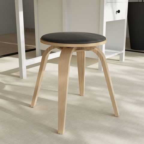 Pelya Mordern Wooden Dining Stool With Walnut Color Frame