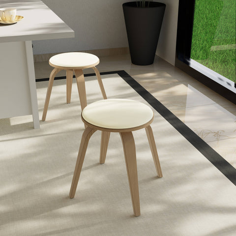 Pelya Mordern Wooden Dining Stool With Walnut Color Frame