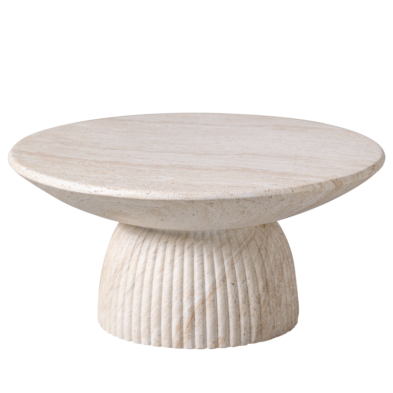 Quarry Round Coffee Table in Fiberstone With Pedestal Base