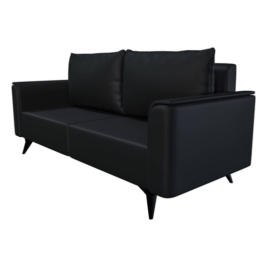 Rusk 3-Seater Leather Sofa with Stainless Steel Legs and Removable Cushions