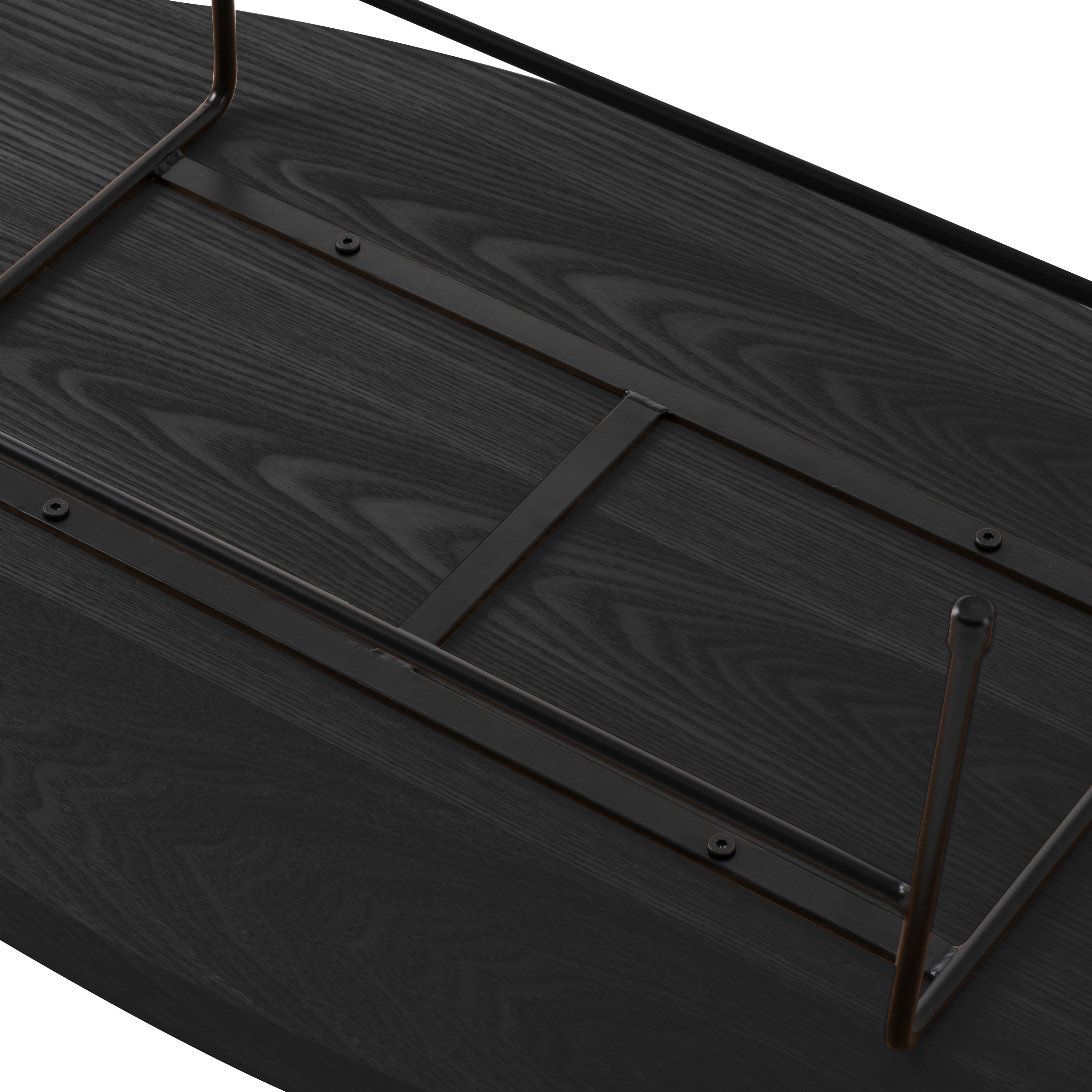 Rossmore Oval Coffee Table with MDF Wood Tabletop in Black/White Steel Frame