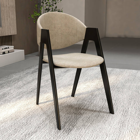 Savor Dining Chair in Leather/Polyester with Curved and Open-Back Design